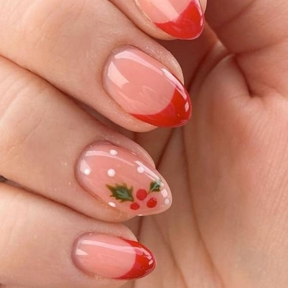 Christmas Fruit French Tips Nails