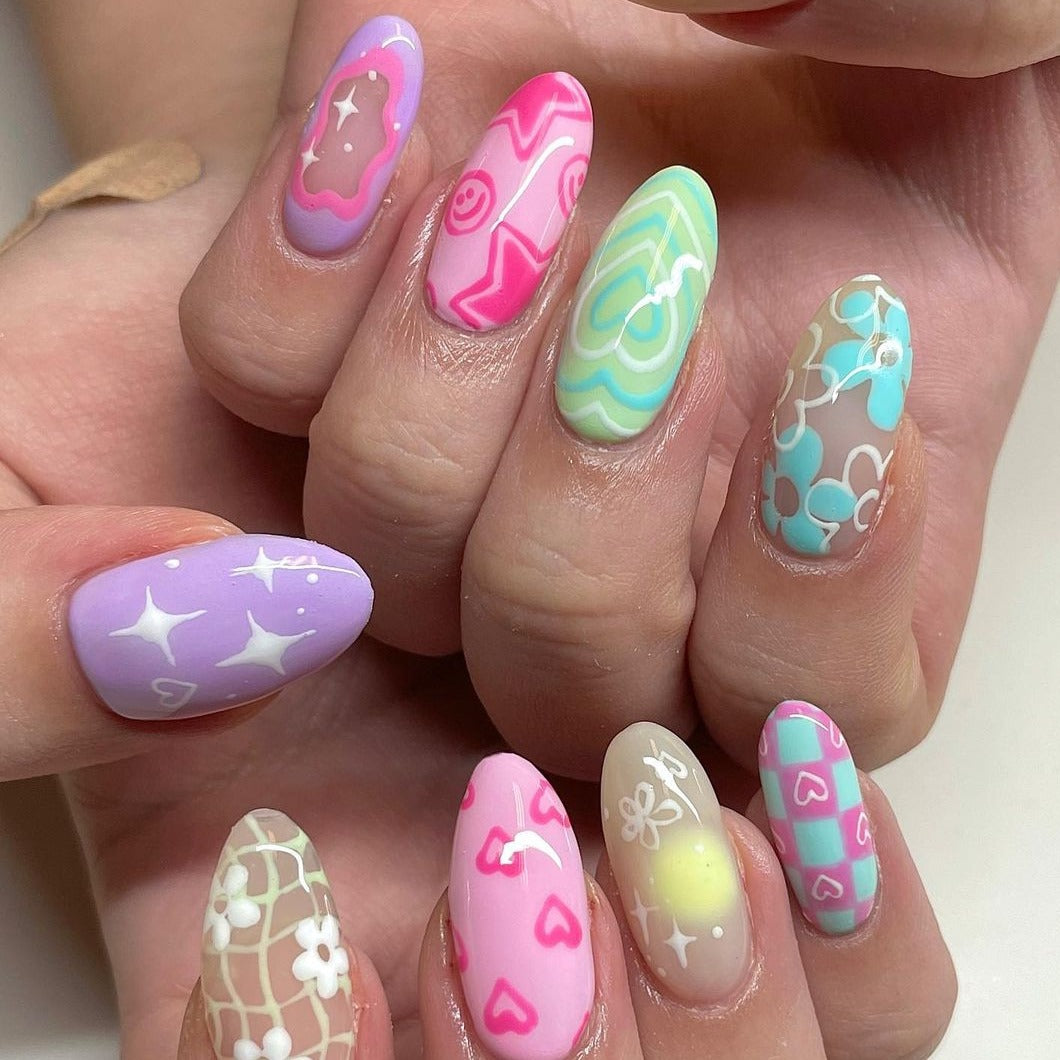 lv designer multi color nail stickers