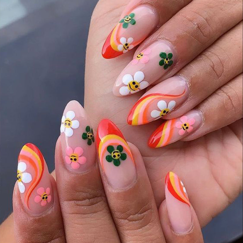 Spring Flower Nails Heart Multicolor Medium Almond Press-Ons – NOUMAY  LIMITED