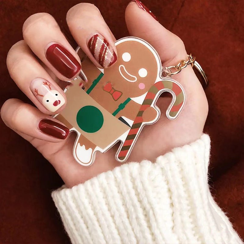 Christmas Red Deer Medium Squoval Press On Nails - BettyCora