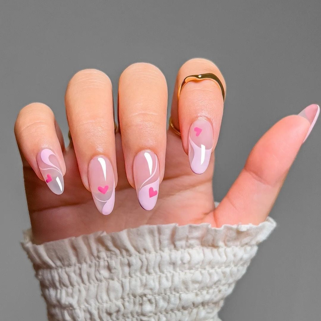 Mocha Coffee Ombre Glittering Heart and Diamonds Long Press-On Nails –  Belle Rose Nails