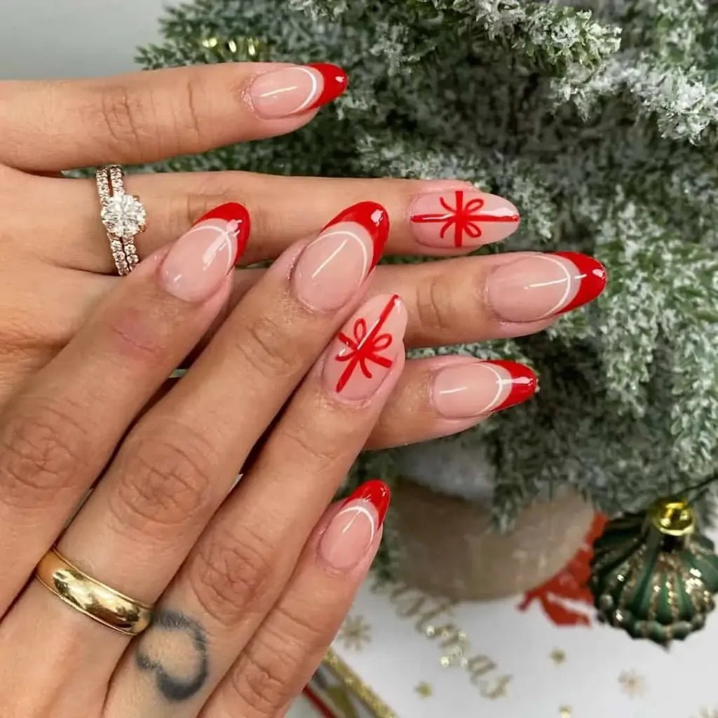 Christmas Red Bow Long Almond Press On Nails – NOUMAY LIMITED