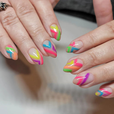 Line Stick On Nails Multicolor