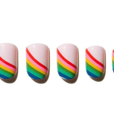 Rainbow Glue On Nails