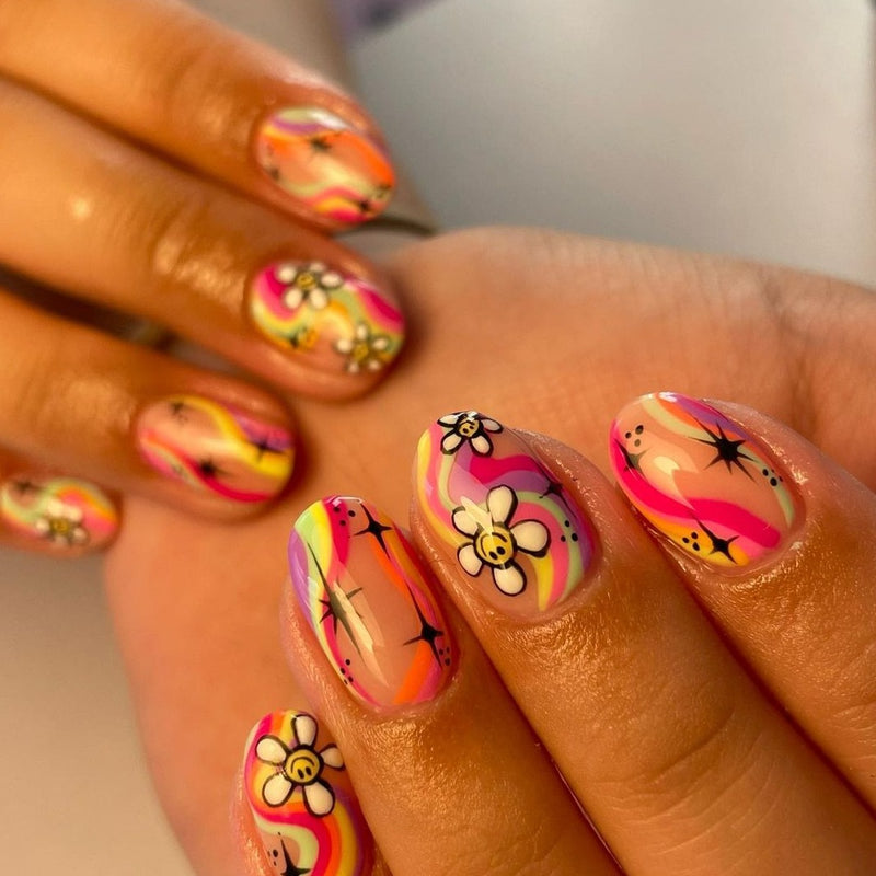 Press On Nails Multicolor Short Oval