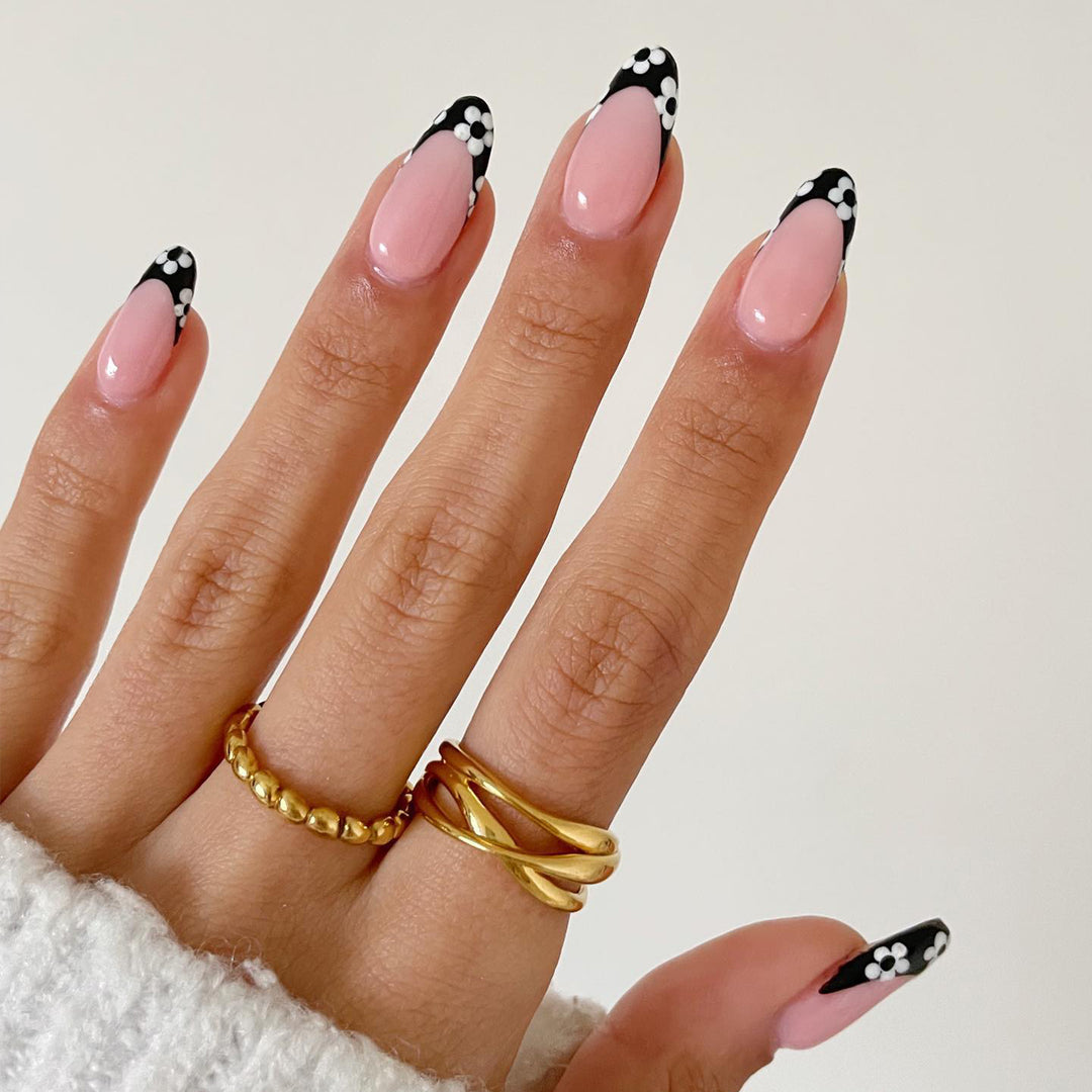 Cool Flower French Tips Nails 