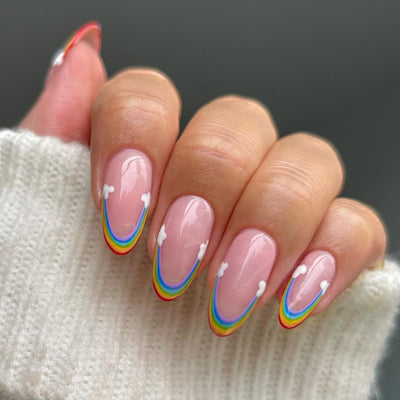 Colorful Rainbow French Tips Nails 