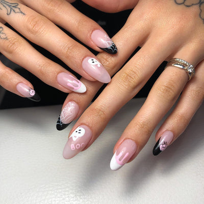 Cute Ghosts Nails Pink Medium Almond Press-Ons