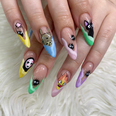 Multicolor Halloween French Tips Nails 