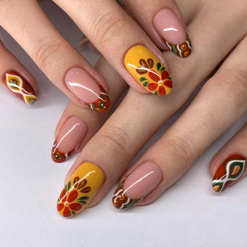 Lovely Flower French Tips Nails 