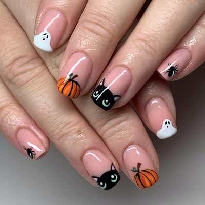 Lovely Halloween French Tips Nails 
