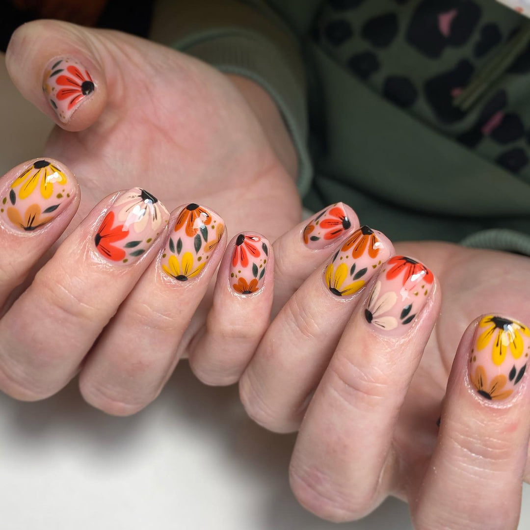 Fall Flower Nails 