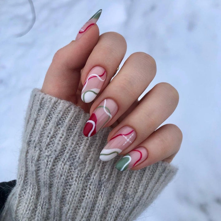 Christmas Line French Tips Nails 