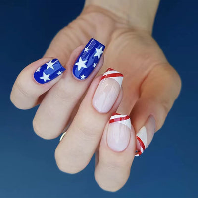 US Independence Day French Tips Nails 