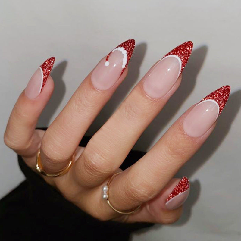 Christmas Hat French Tips Nails