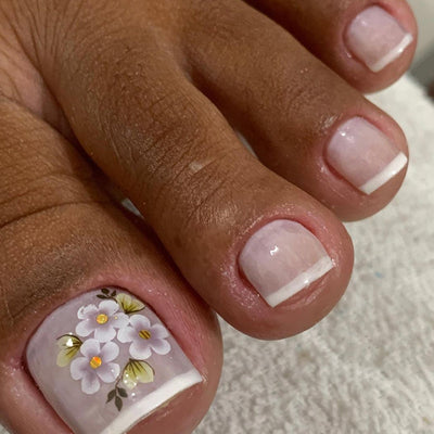 Fashion Flower French Tips Pedicure 