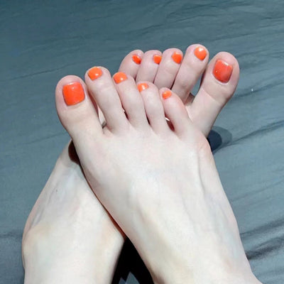 Crisp Orange Toe Nails Solid