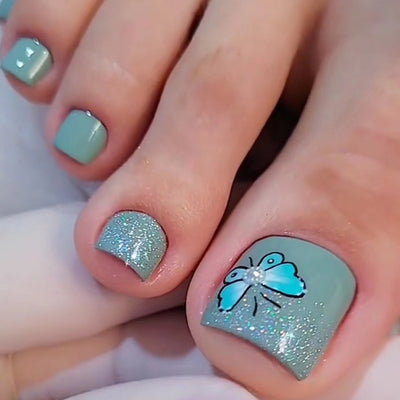 Fairytale Butterfly Fake Toe Nails 