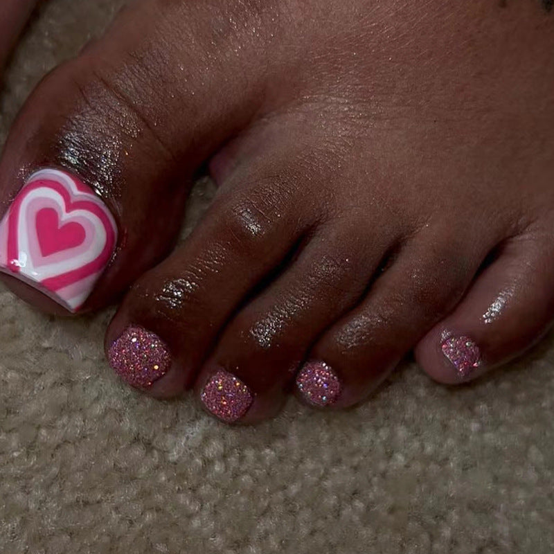  Beauty Heartbeat Fake Toe Nails Glitter
