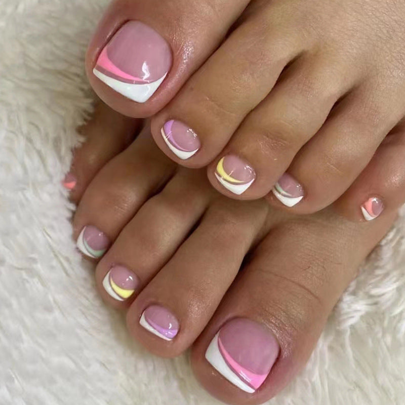 Dazzling Line French Tips Toenails