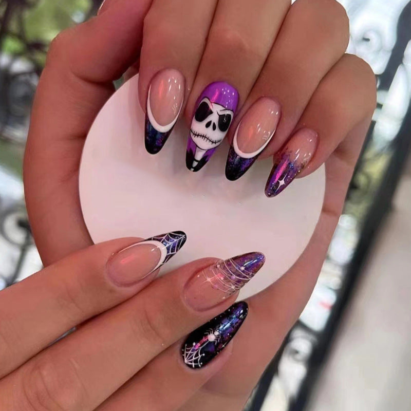 Ghost Spider Web French Tips Nails