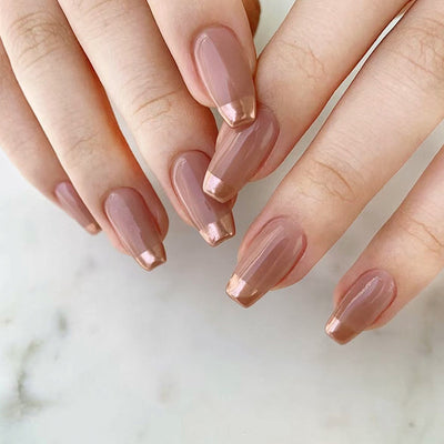 Personality Metallic French Tips Nails 