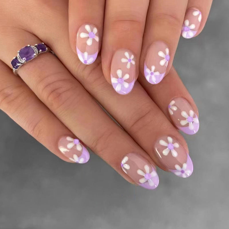 Blooming Flowers French Tips Nails