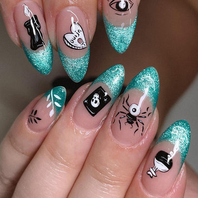Halloween Scorpion French Tips Nails 