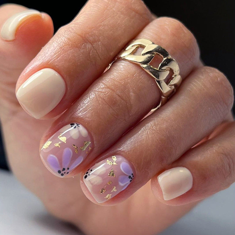 Flower Glitter Press On Nails
