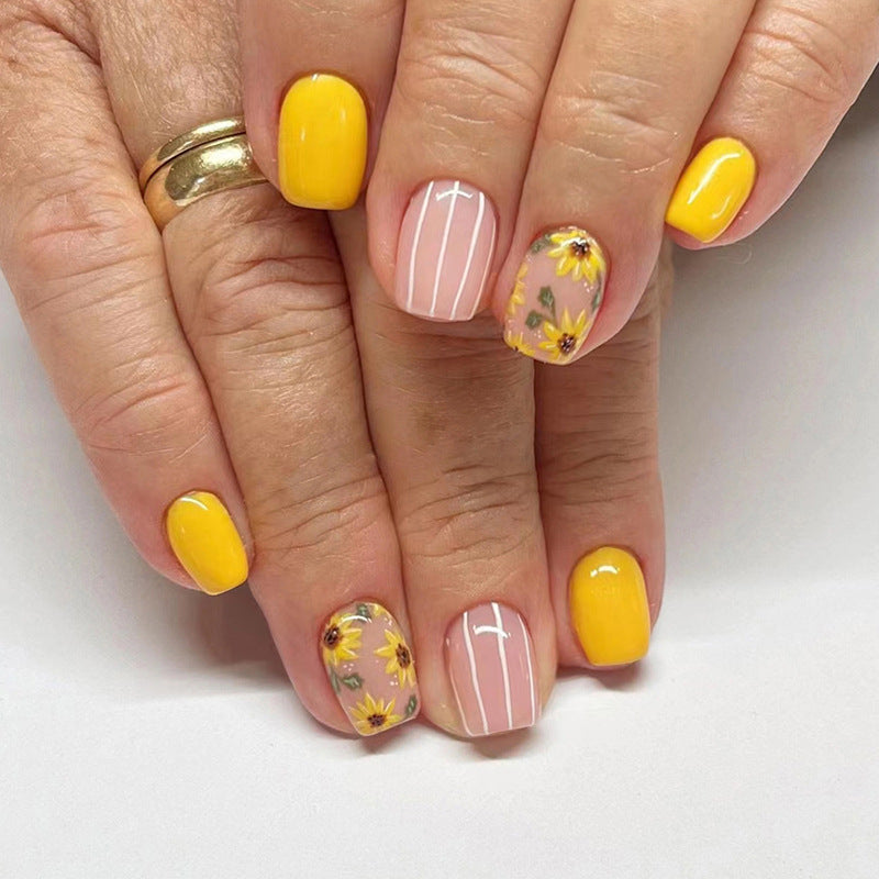 Sunflower Line Pop On Nails 