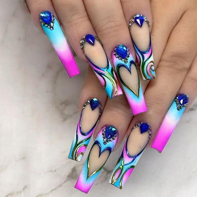 Heart Mermaid Press On Nails