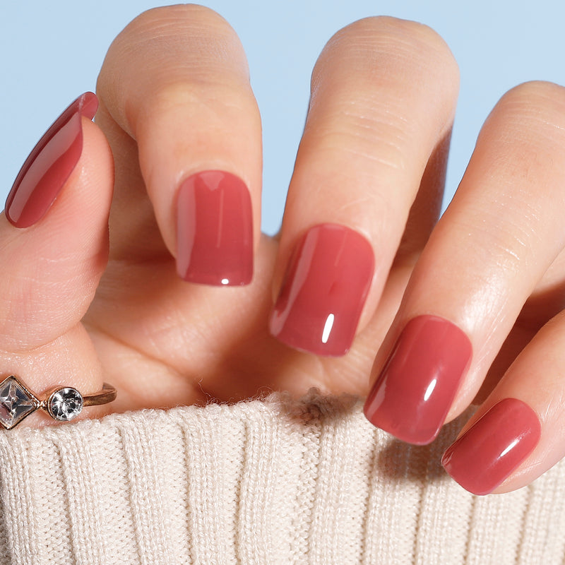 Red Solid Soft Gel Nails Short Squoval Press-Ons