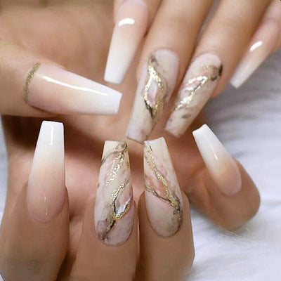 Marble Halo Stick On Nails 