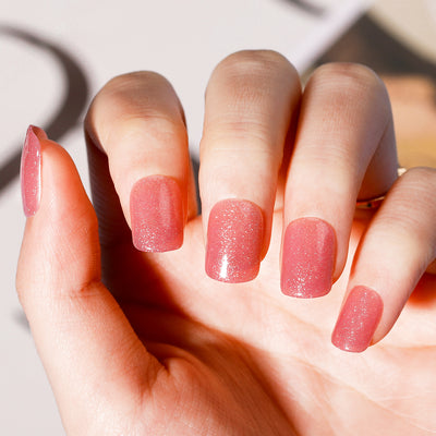 Pink Solid Soft Gel Stick On Nails Short Squoval