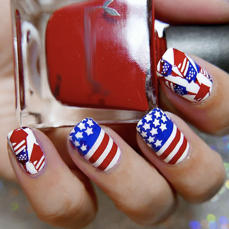 US Independence Day Glue On Nails 