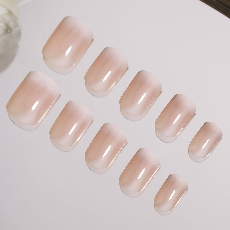 Gradient Nails Nude Style Short Squoval Press-Ons