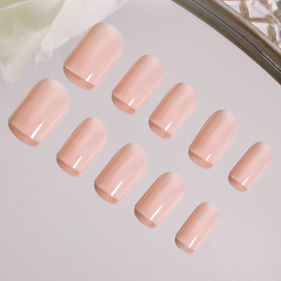 Nature Press On Nails Nude Solid Color Short Squoval