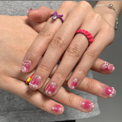 Press On Handmade Nails Pink Squoval