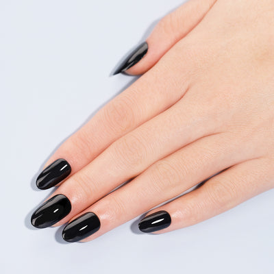 Black Solid Soft Gel Press On Nails Medium Oval