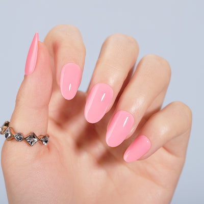 Pink Solid Soft Gel Glue On Nails Medium Oval