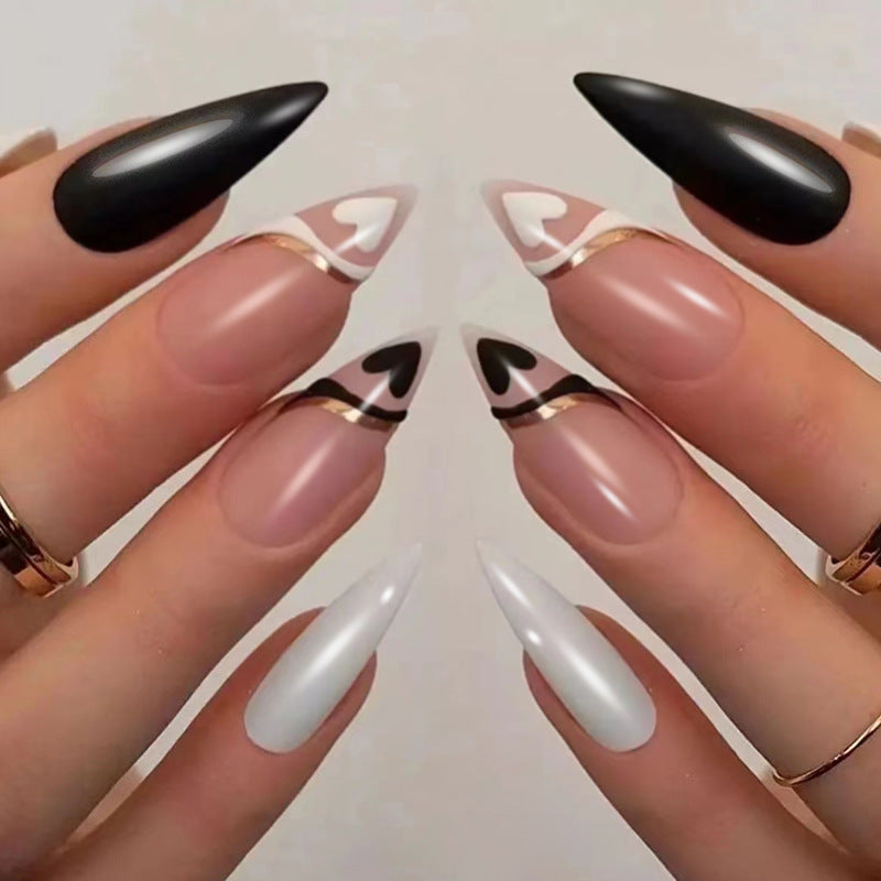 Cool Heart French Tips Nails