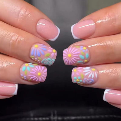 Blooms French Simple Short Nails