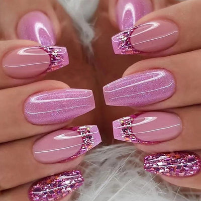 Glitter French Tips Nails 