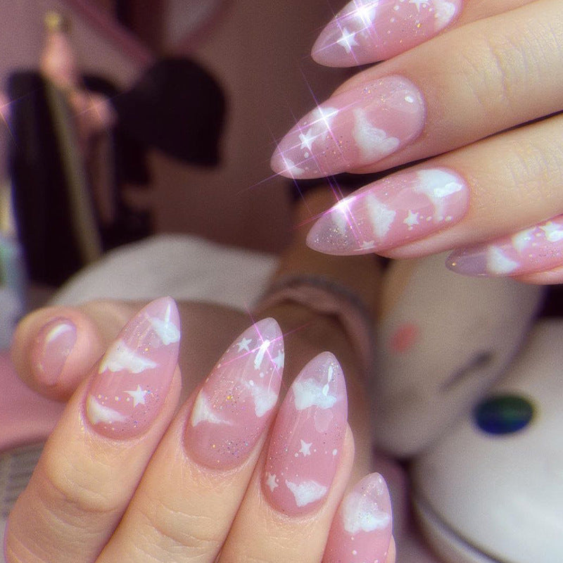 Cute Cloud Nails Acrylic Pink 