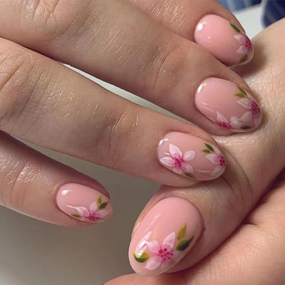 Flower Glue On Nails Pink 