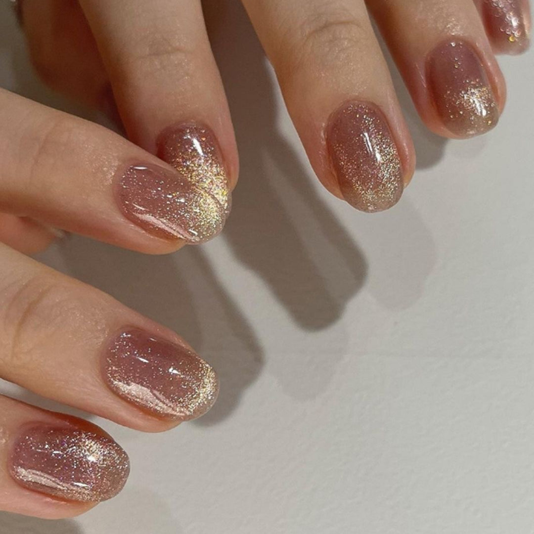 Beauty Metallic Press On Nails Nude Short Oval – NOUMAY LIMITED