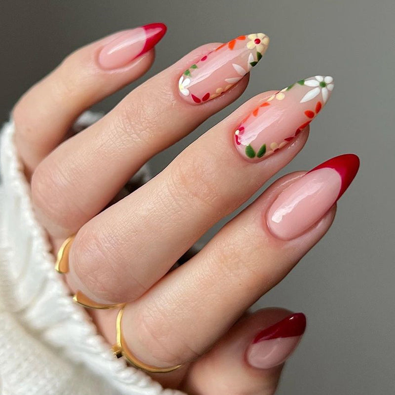 Blooming Flower French Tips Nails