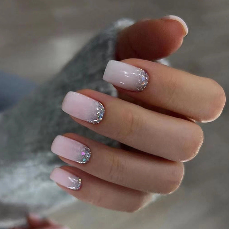 Glittery Sequins Nails Pink 