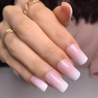 Ombre French Tips Nails Pink Short Square