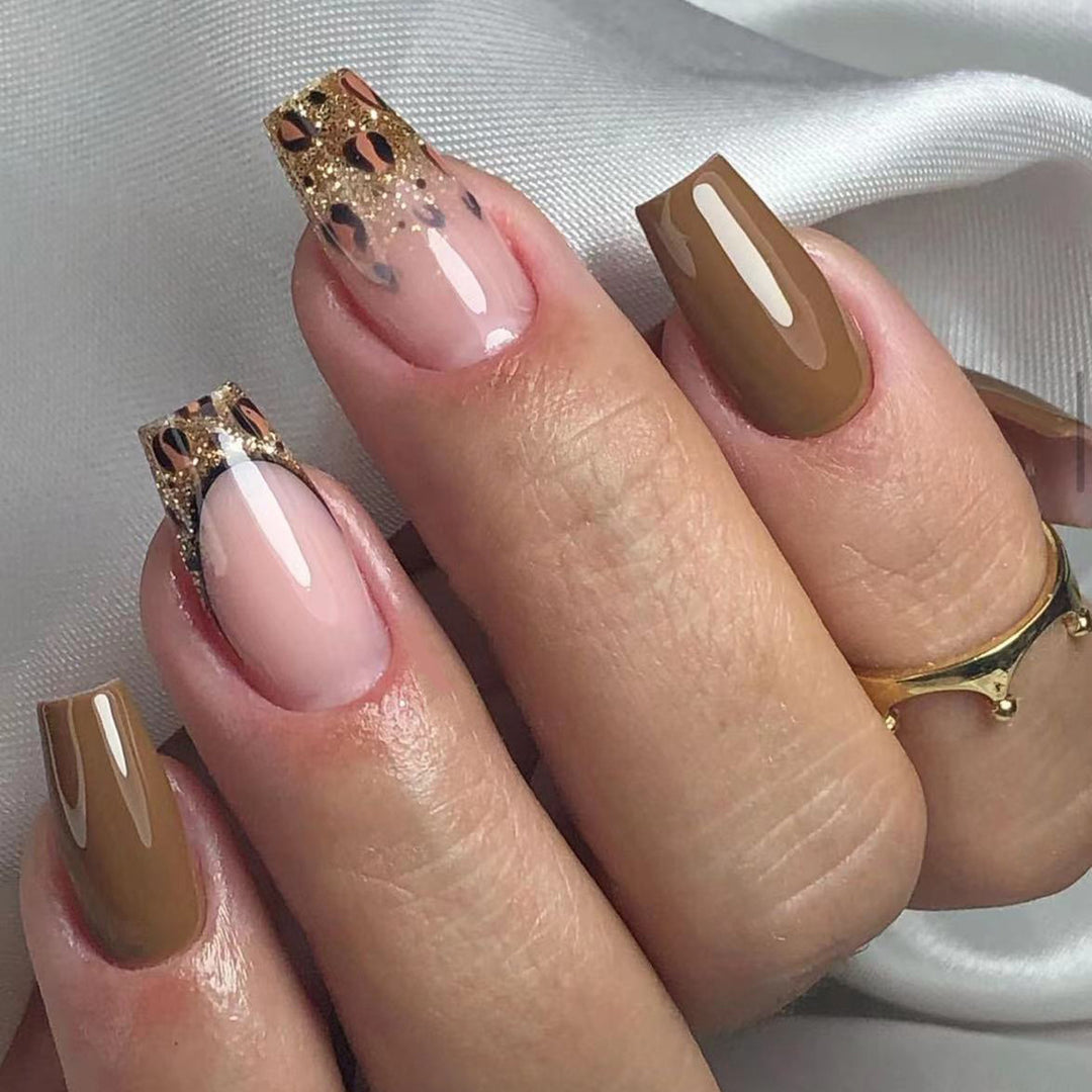 Leopard Print French Tips Nails